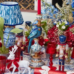 Mrs. Alice Chinoiserie Rechargeable Lamp & Cobalt Ikat Shade (22cm)< Rechargeable Table Lamps