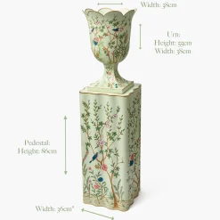 Mrs. Alice Chinoiserie Tole Urn & Pedestal< Vases | Vases & Planters