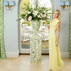 Mrs. Alice Chinoiserie Tole Urn & Pedestal< Vases | Vases & Planters