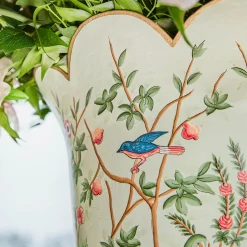 Mrs. Alice Chinoiserie Tole Urn & Pedestal< Vases | Vases & Planters