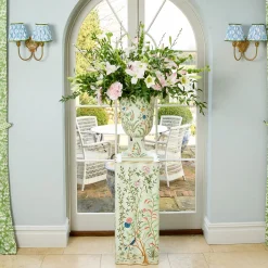 Mrs. Alice Chinoiserie Tole Urn & Pedestal< Vases | Vases & Planters