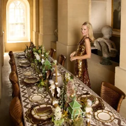 Mrs. Alice Chocolate Brown Ikat Tablecloth< Tablecloths | For The Hostess
