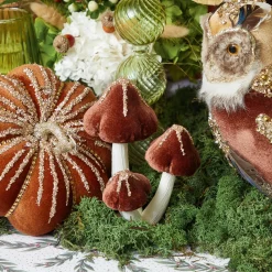 Mrs. Alice Chocolate Glitter Velvet Mushroom Family< Autumn Decorations