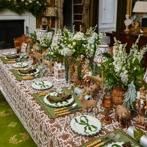 Mrs. Alice Chocolate Pheasant Tablecloth< Tablecloths | For The Chalet