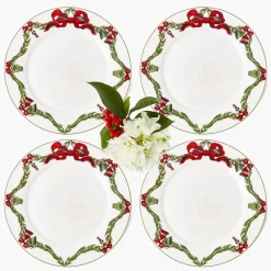 Mrs. Alice Christmas Garland Dinner Plate (Set of 4)< Dinner Plates | Crockery Sets