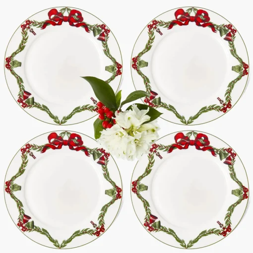 Mrs. Alice Christmas Garland Dinner Plate (Set of 4)< Dinner Plates | Crockery Sets