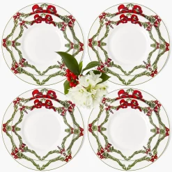 Mrs. Alice Christmas Garland Dinner & Starter Plates (Set of 8)< Crockery Sets