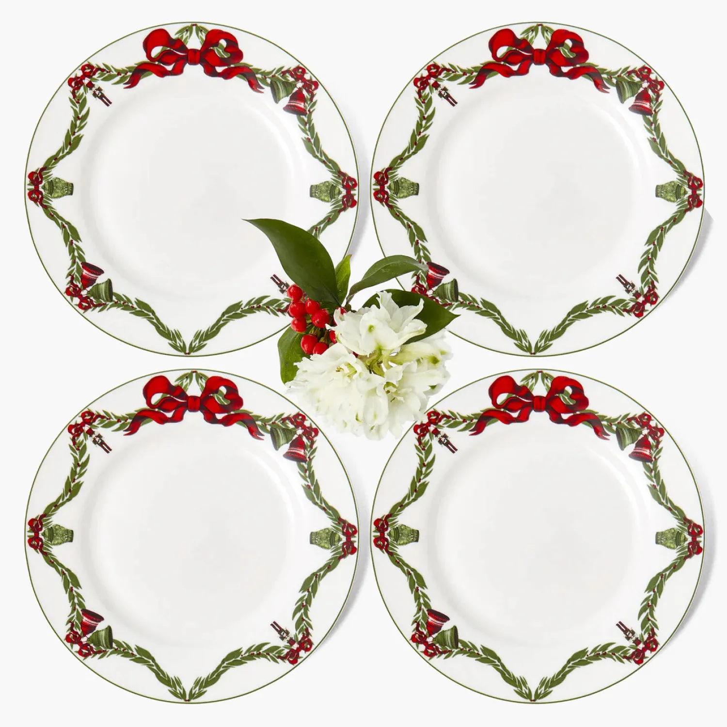 Mrs. Alice Christmas Garland Starter Plate (Set of 4)< Starter Plates | Crockery Sets