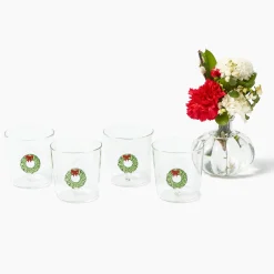 Mrs. Alice Christmas Wreath Glasses (Set of 4)< Glasses