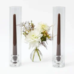 Mrs. Alice Claudia Glass Hurricane Candle Holder (Pair)< Summer Glassware | Summer Candleware
