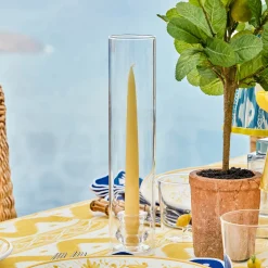 Mrs. Alice Claudia Glass Hurricane Candle Holder (Pair)< Summer Glassware | Summer Candleware