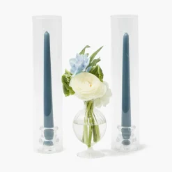 Mrs. Alice Claudia Glass Hurricane Candle Holder (Pair)< Summer Glassware | Summer Candleware