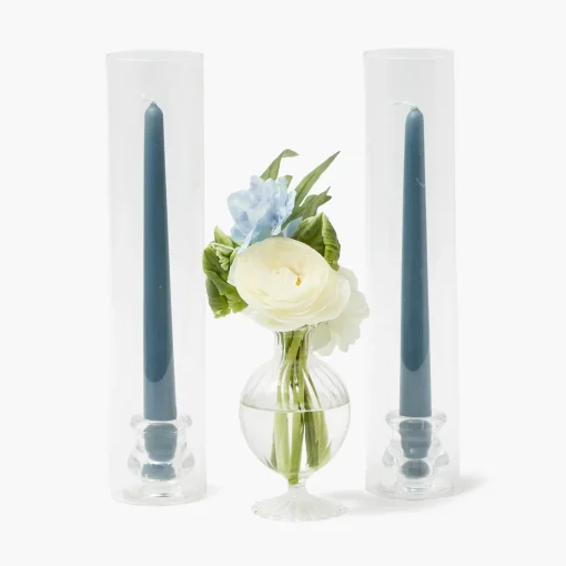 Mrs. Alice Claudia Glass Hurricane Candle Holder (Pair)< Summer Glassware | Summer Candleware