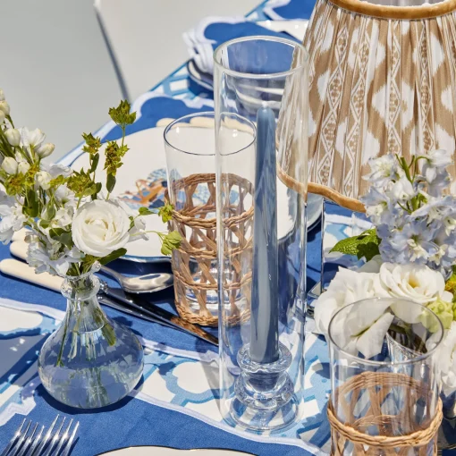 Mrs. Alice Claudia Glass Hurricane Candle Holder (Pair)< Summer Glassware | Summer Candleware
