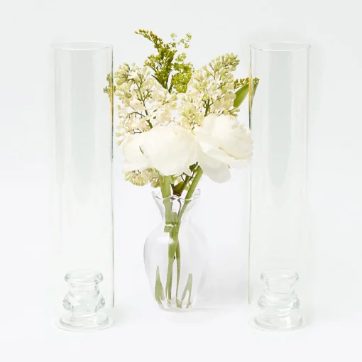 Mrs. Alice Claudia Glass Hurricane Candle Holder (Pair)< Summer Glassware | Summer Candleware