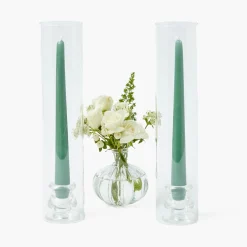 Mrs. Alice Claudia Glass Hurricane Candle Holder (Pair)< Summer Glassware | Summer Candleware