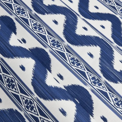 Mrs. Alice Cobalt Blue Ikat Stripe Fabric< Serena Fresson Fabrics