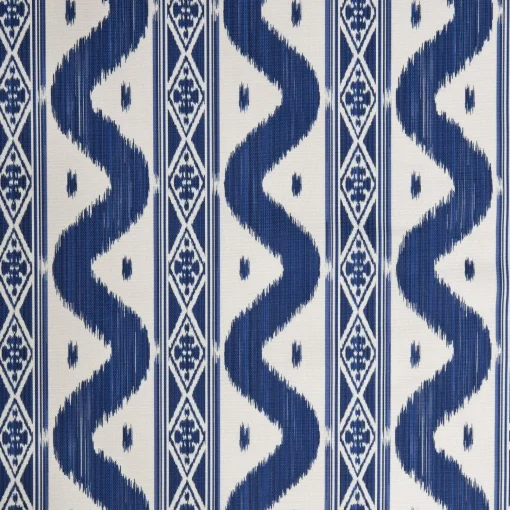 Mrs. Alice Cobalt Blue Ikat Stripe Fabric< Serena Fresson Fabrics