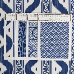 Mrs. Alice Cobalt Blue Ikat Stripe Fabric< Serena Fresson Fabrics
