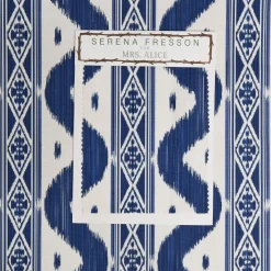 Mrs. Alice Cobalt Blue Ikat Stripe Fabric< Serena Fresson Fabrics