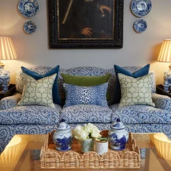 Mrs. Alice Cobalt Blue Leopard Fabric< Serena Fresson Fabrics
