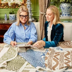 Mrs. Alice Cobalt Blue Leopard Fabric< Serena Fresson Fabrics