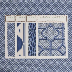 Mrs. Alice Cobalt Blue Lotus Flower Fabric< Serena Fresson Fabrics