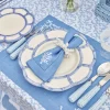 Mrs. Alice Coral Blue Linen Placemats & Napkins (Set of 4)< Summer Table Linen | Table Linen Sets