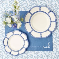 Mrs. Alice Coral Blue Linen Placemats & Napkins (Set of 4)< Summer Table Linen | Table Linen Sets