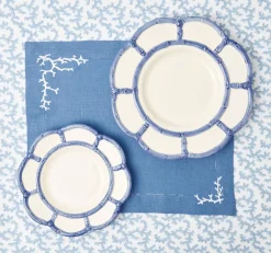 Mrs. Alice Coral Blue Linen Placemats (Set of 4)< Summer Table Linen | Placemats