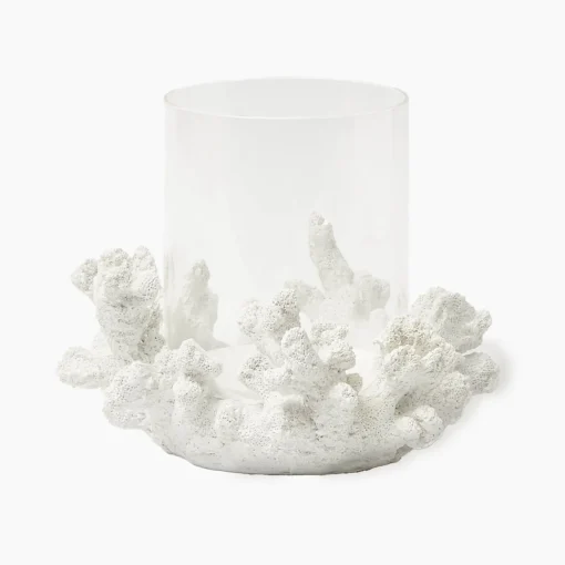 Mrs. Alice Coral Hurricane Lantern< Summer Glassware | Summer Candleware