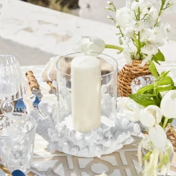 Mrs. Alice Coral Hurricane Lantern< Summer Glassware | Summer Candleware