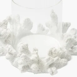 Mrs. Alice Coral Hurricane Lantern< Summer Glassware | Summer Candleware