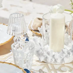 Mrs. Alice Coral Hurricane Lantern< Summer Glassware | Summer Candleware