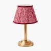Mrs. Alice Corinthian Rechargeable Lamp with Red Lotus Shade (22cm)< Rechargeable Table Lamps