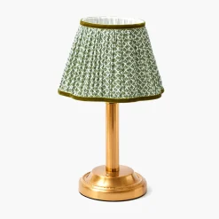 Mrs. Alice Corinthian Rechargeable Lamp with Olive Lotus Shade (22cm)< Rechargeable Table Lamps