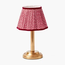 Mrs. Alice Corinthian Rechargeable Lamp with Red Lotus Shade (22cm)< Rechargeable Table Lamps