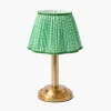 Mrs. Alice Corinthian Rechargeable Lamp with Green Lotus Shade (22cm)< Rechargeable Table Lamps
