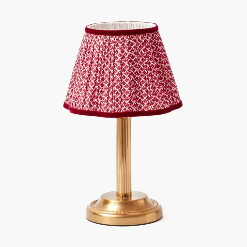 Mrs. Alice Corinthian Rechargeable Lamp with Red Lotus Shade (22cm)< Rechargeable Table Lamps