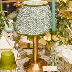 Mrs. Alice Corinthian Rechargeable Lamp with Olive Lotus Shade (22cm)< Rechargeable Table Lamps