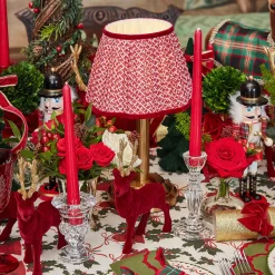Mrs. Alice Corinthian Rechargeable Lamp with Red Lotus Shade (22cm)< Rechargeable Table Lamps