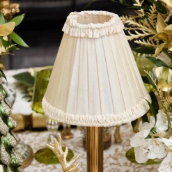 Mrs. Alice Corinthian Rechargeable Lamp with Cream Frilled Silk Shade (18cm)< Rechargeable Table Lamps