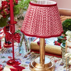 Mrs. Alice Corinthian Rechargeable Lamp with Red Lotus Shade (22cm)< Rechargeable Table Lamps