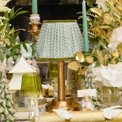 Mrs. Alice Corinthian Rechargeable Lamp with Olive Lotus Shade (22cm)< Rechargeable Table Lamps