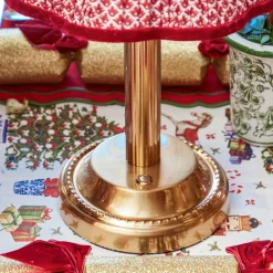 Mrs. Alice Corinthian Rechargeable Lamp with Red Lotus Shade (22cm)< Rechargeable Table Lamps
