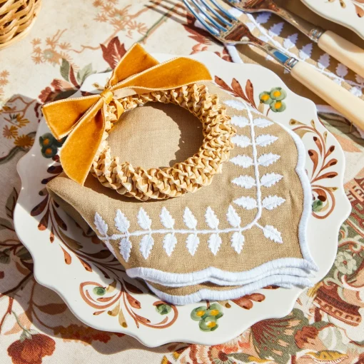 Mrs. Alice Corn Wreath with Mustard Velvet Bow (Set of 4)< Autumn Decorations