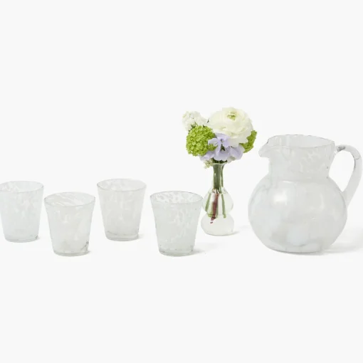 Mrs. Alice Dappled White Glasses & Jug Set< Summer Glassware | Glassware Sets
