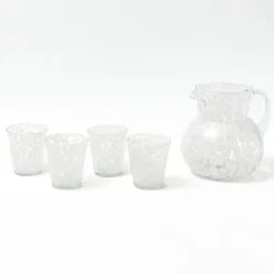 Mrs. Alice Dappled White Glasses & Jug Set< Summer Glassware | Glassware Sets