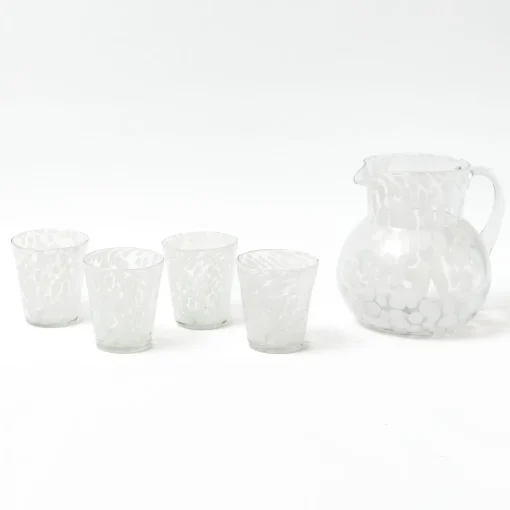 Mrs. Alice Dappled White Glasses & Jug Set< Summer Glassware | Glassware Sets