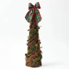 Mrs. Alice Decorative Festive Tree with Red & Green Tartan Bow< Christmas Decorations